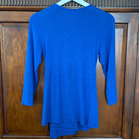 Anthropologie One September Precious Pleats stretch faux wrap top Sapphire - Picture 3 of 16